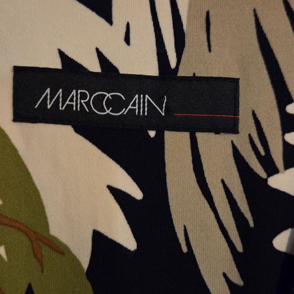 Marc Cain Deep Olive Tropical Print Loose Fit Midi Dress EUC Size N3 / 8 - Picture 14 of 16